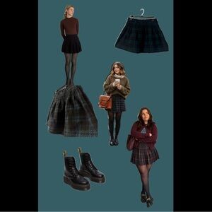 Black and Green Plaid Mini Skirt